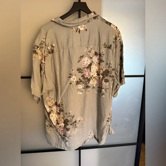Abercrombie & Fitch Floral Print Linen Blend Shirt - Picture 2 of 3